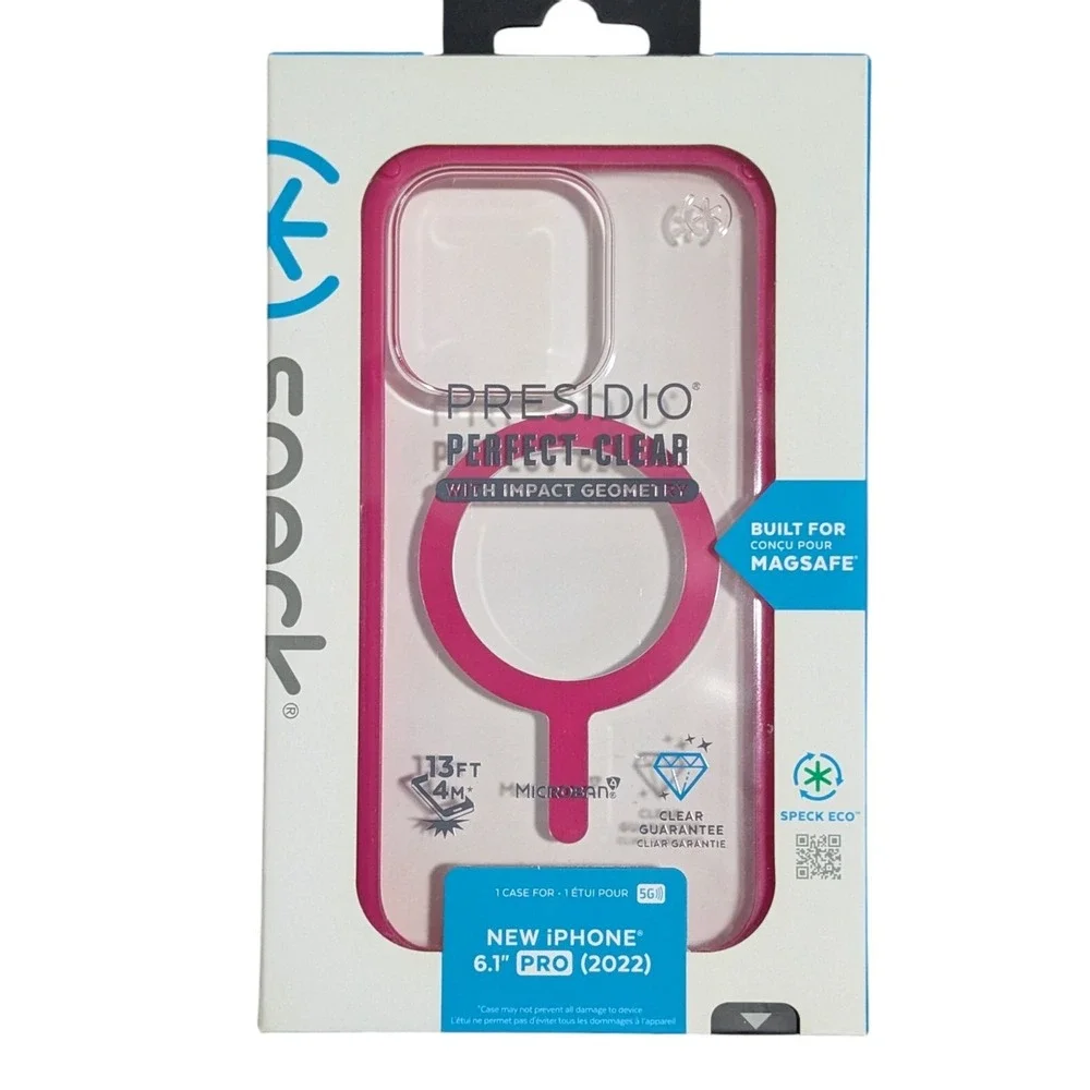 F3. Speck iPhone 14 Pro Presidio Perfect Clear W/impact Geo +MS In‎ Clear/Pink